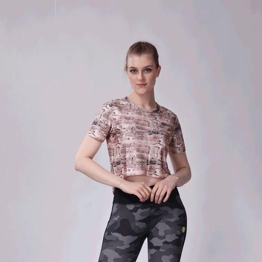 Girls Moisture Socker Snake Print Cropped Top