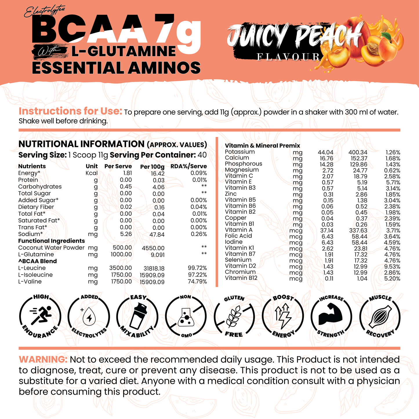 BCAA 7 g with L-Glutamine (1 g) & Electrolytes