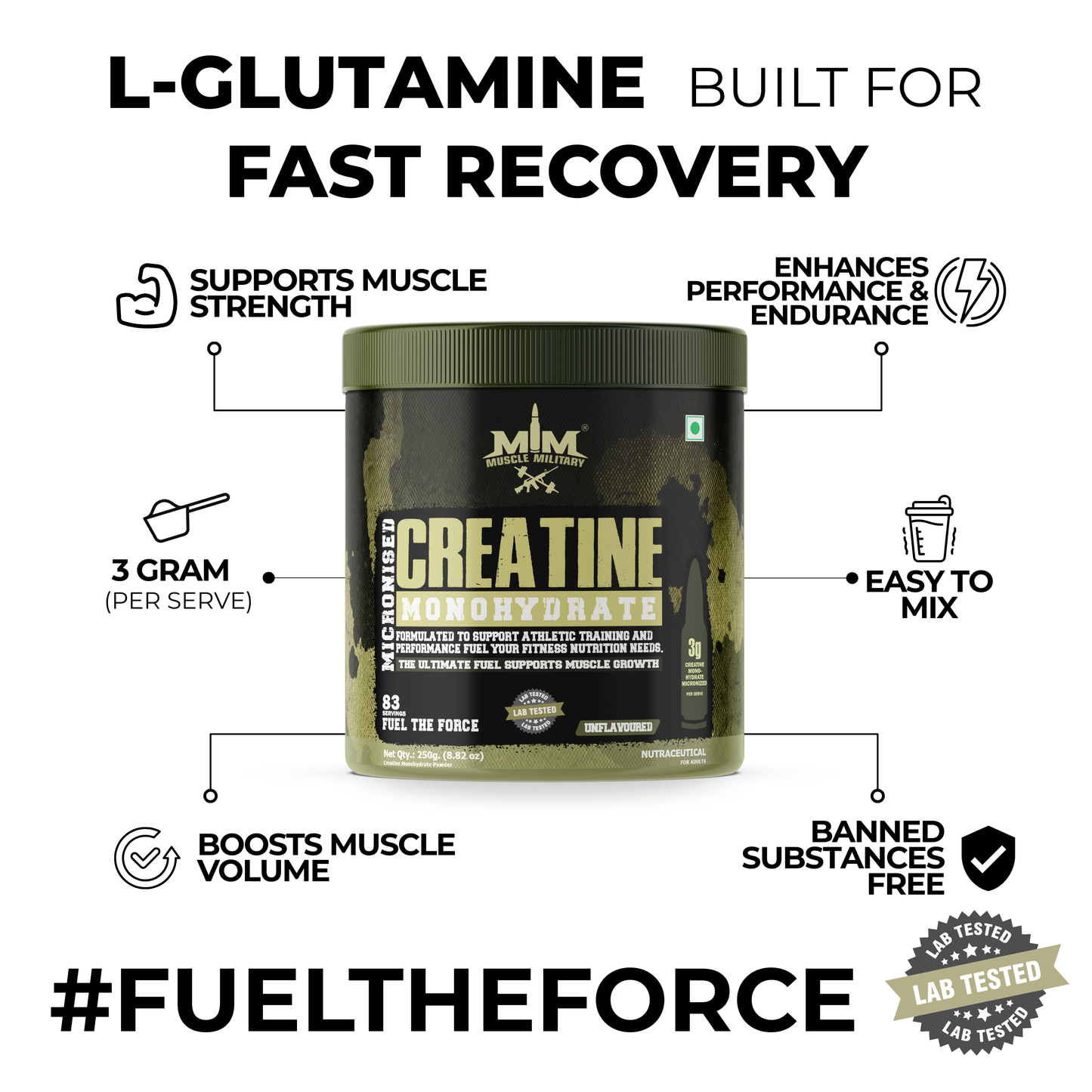 Micronised Creatine Monohydrate | 100% Pure Creatine | Unflavoured | 3g/Serve