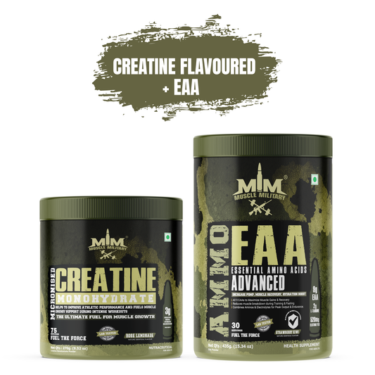 Muscle MIlitary AMMO EAA + CREATINE Micronised Creatine Monohydrate Flavoured COMBO
