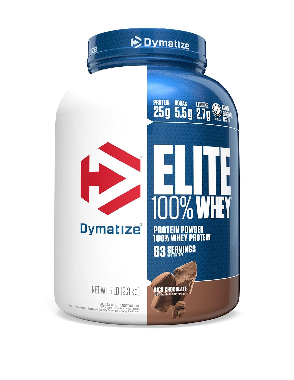 Dymatize Nutrition Elite 100% Whey Protein | Whey Protein Powder | Muscle Recovery | 25g Protein, 5.5g BCAA