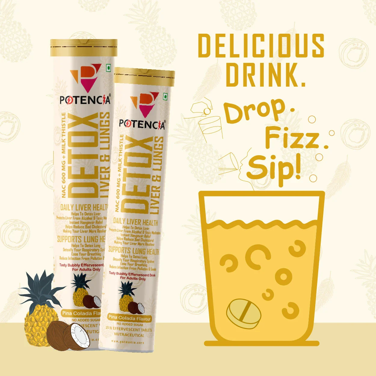 Pack of 3 Detox Liver & Lungs Pinacolada