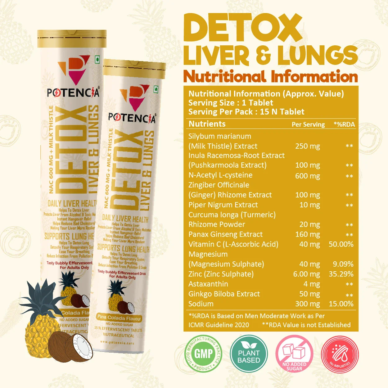 Pack of 3 Detox Liver & Lungs Pinacolada