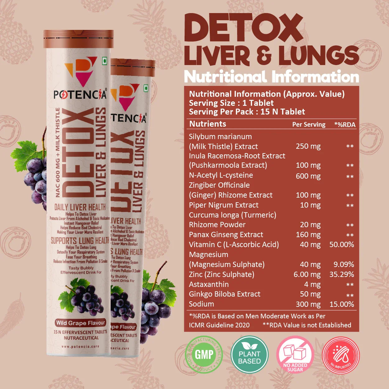 Pack of 6 Detox Liver & Lungs Wild Grape