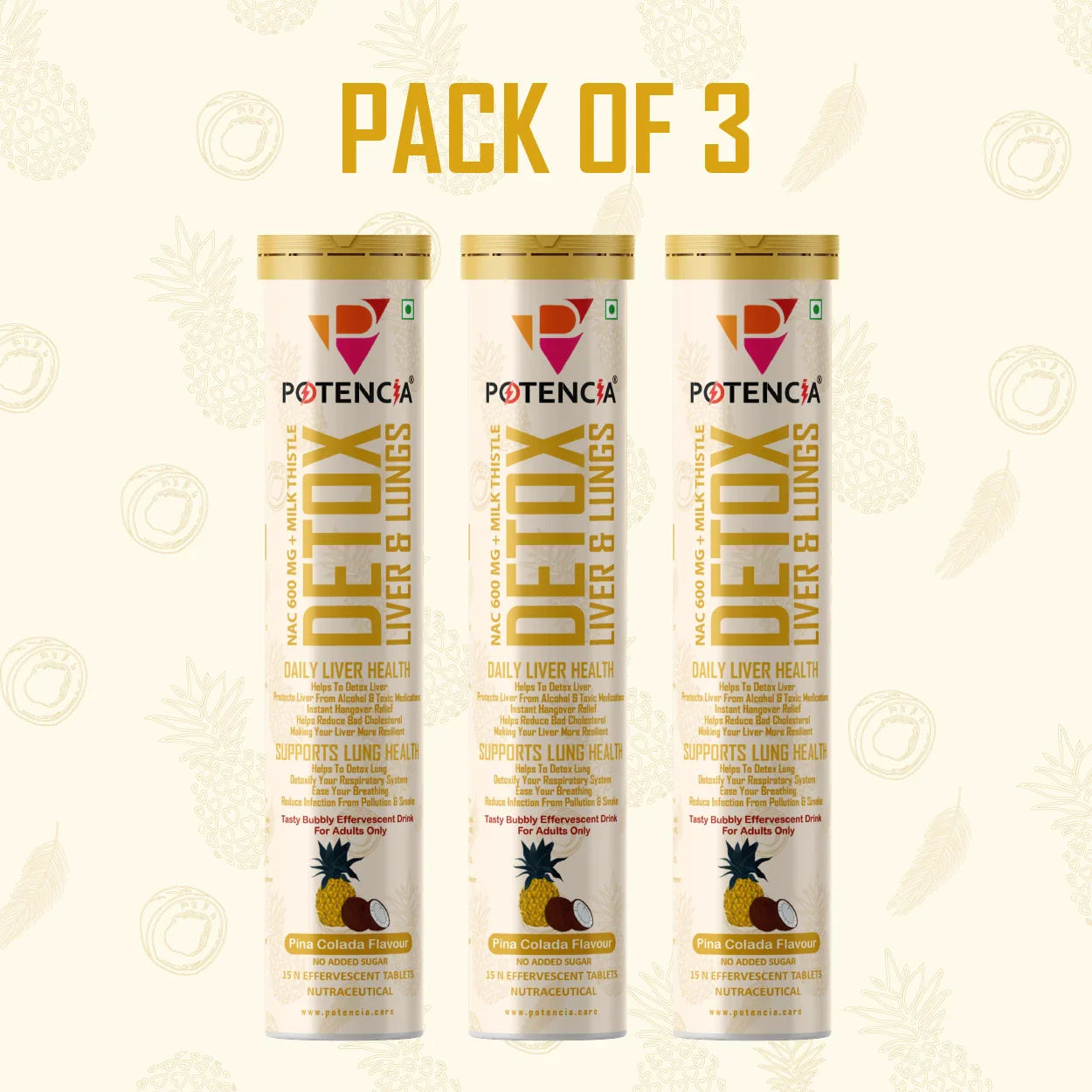 Pack of 3 Detox Liver & Lungs Pinacolada