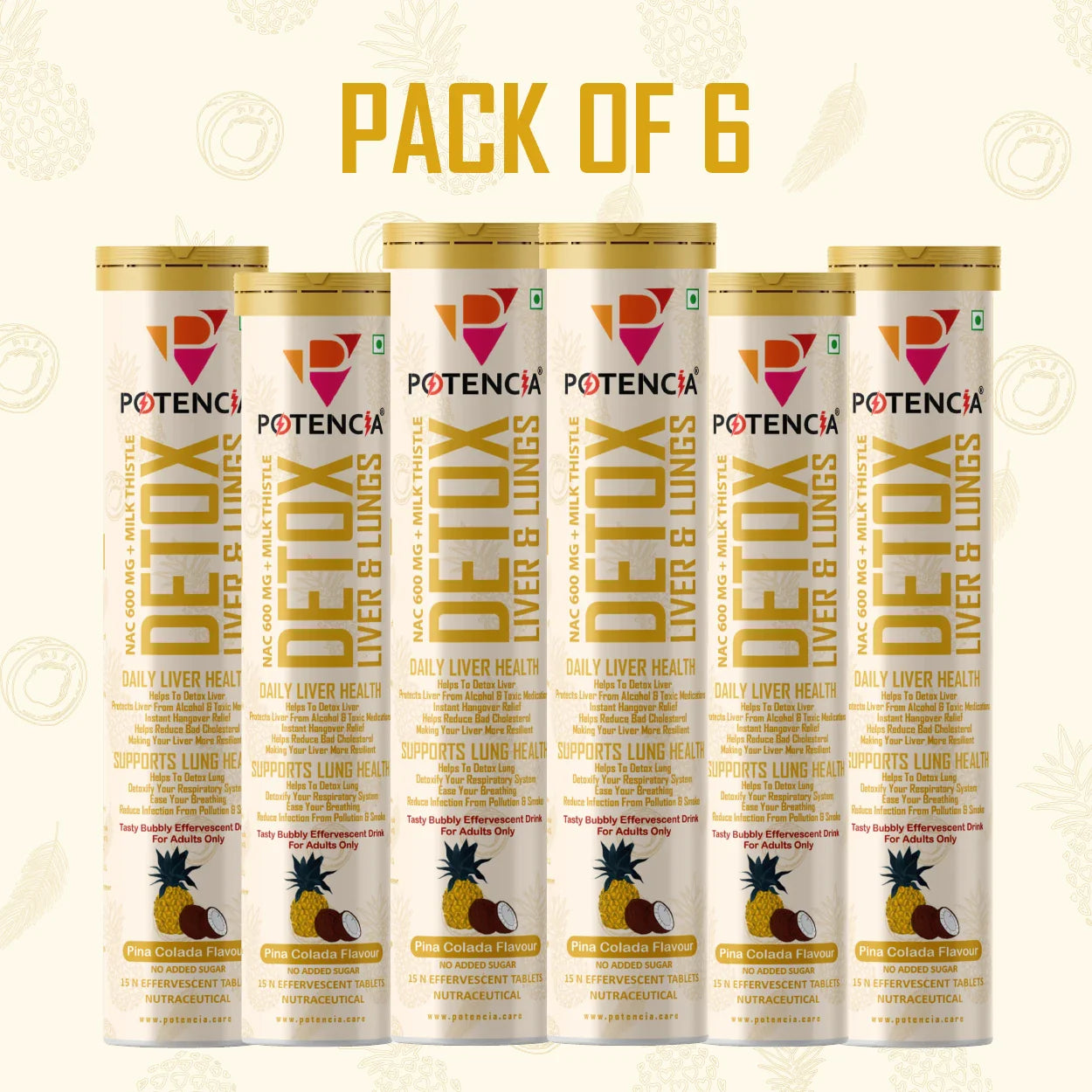 Pack of 6 Detox Liver & Lungs Pinacolada