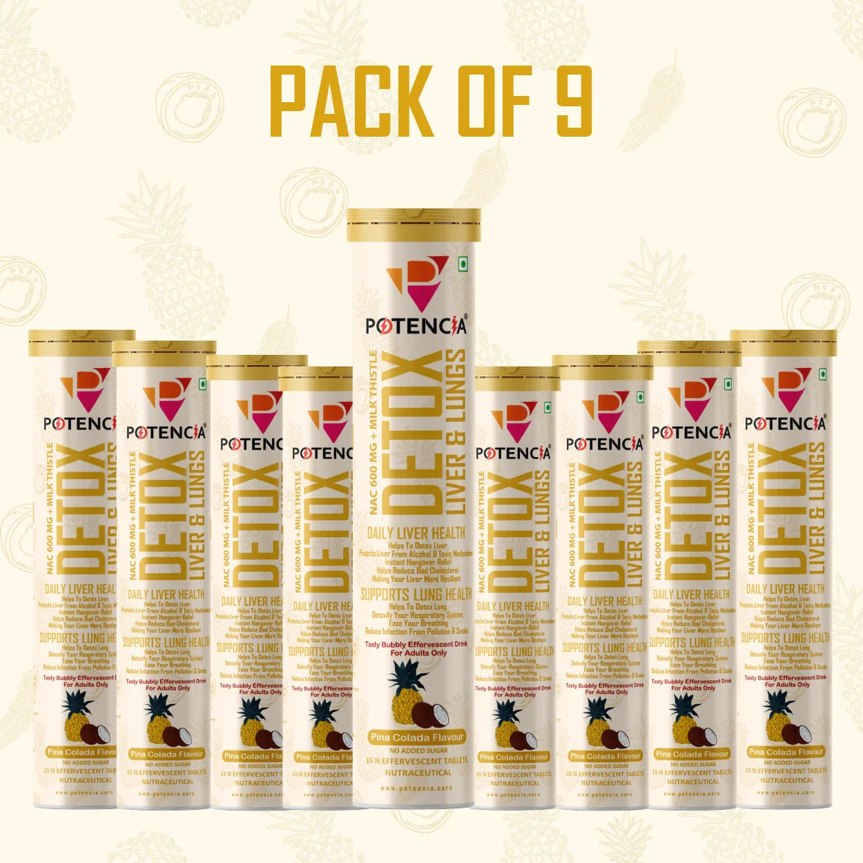 Pack of 9 Detox Liver & Lungs Pinacolada