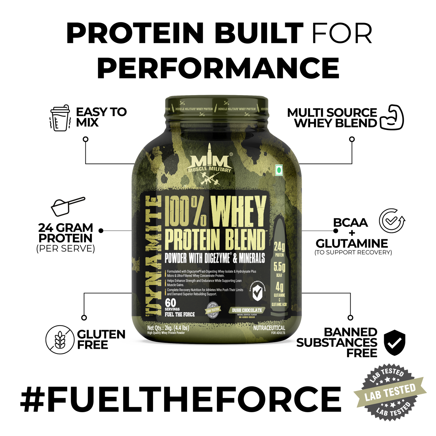 Dynamite 100% Whey Protein | Bcaa + Glutamine