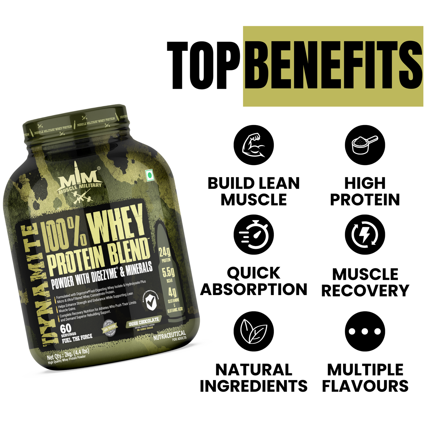 Dynamite 100% Whey Protein | Bcaa + Glutamine