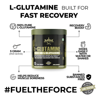 L-Glutamine 5000 mg | 100% Pure, No Additives, No Preservatives | 5g/Serve | 50 Servings