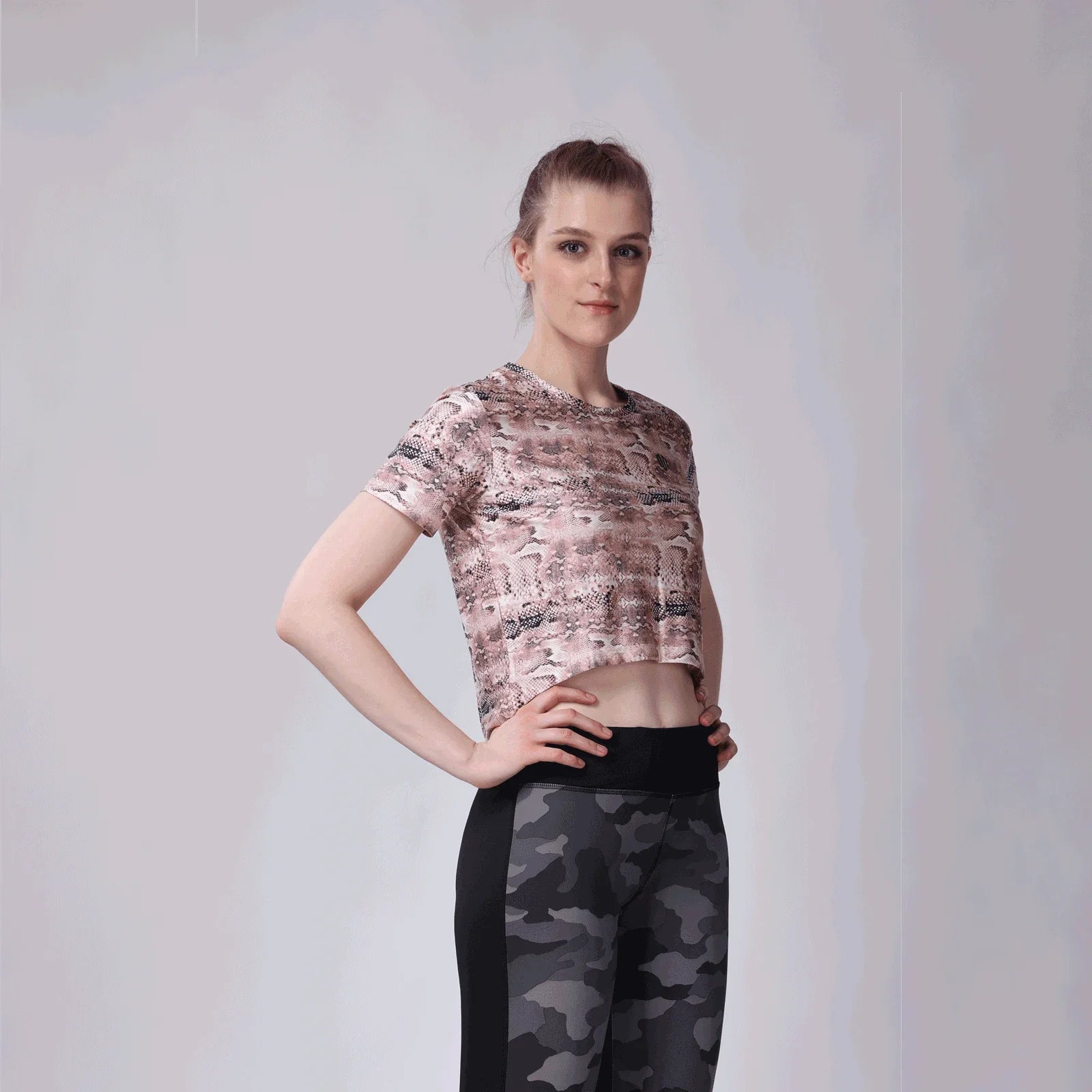 Girls Moisture Socker Snake Print Cropped Top