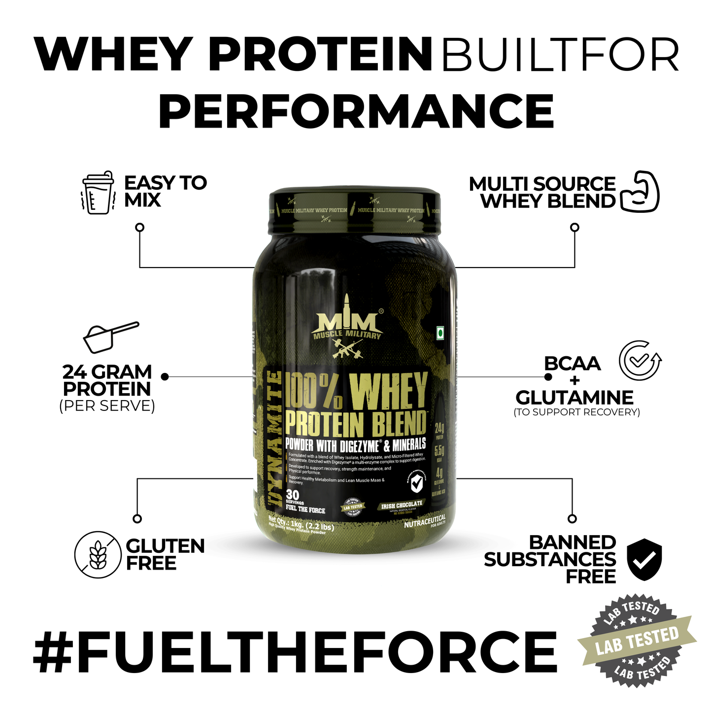Dynamite 100% Whey Protein | Bcaa + Glutamine