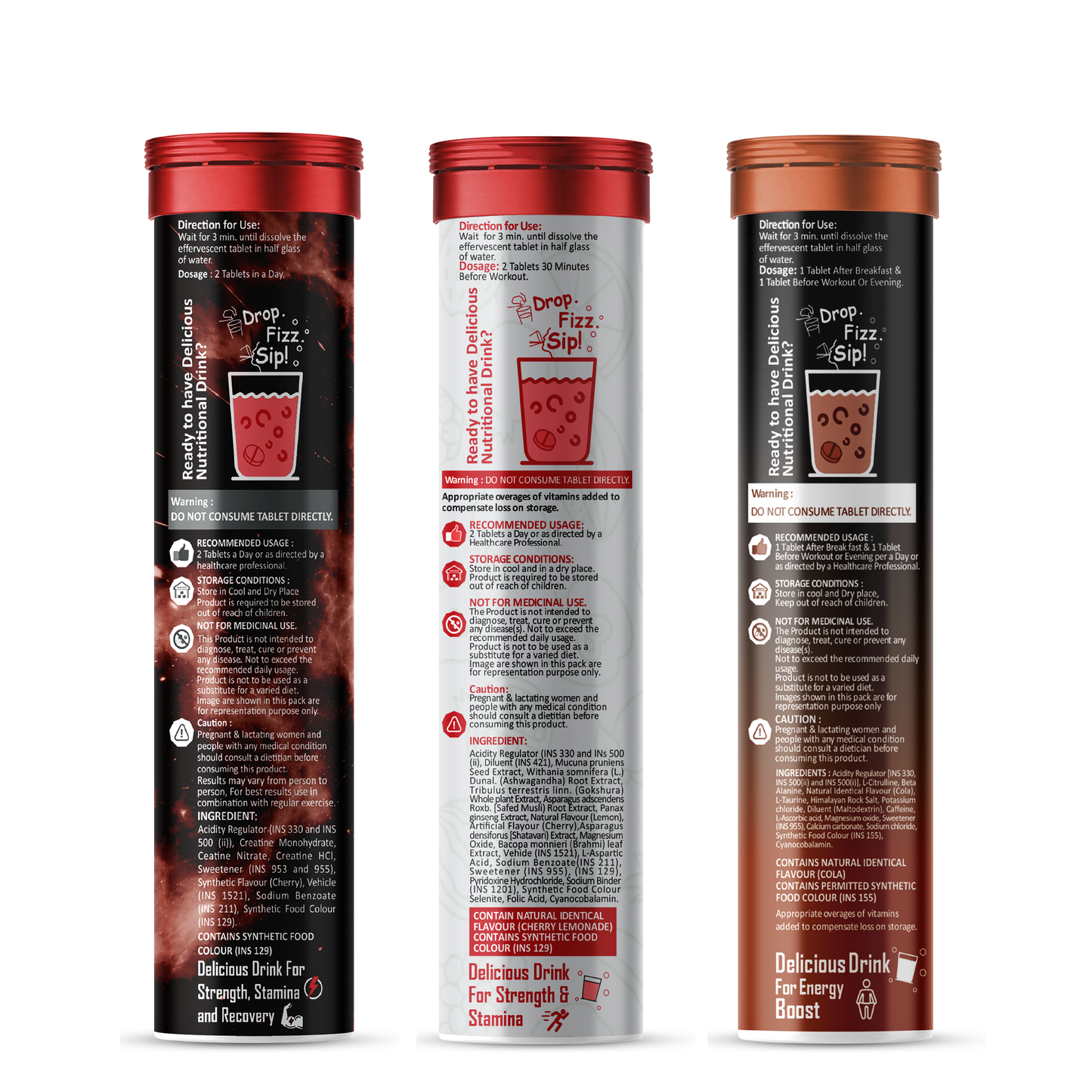 Potencia Testo & ATP Power Pre-Workout Kit | ATP Power + Testosterone Booster + Pre-Boost | Effervescent Tablets | Pack of 3 (45 Tablets)