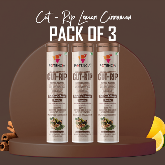 Potencia ( Pack of 3 Tube ) New Cut-Rip Tablets with Garcinia Cambogia, Ephedra , L-Carnitine, Green Coffee, Ginger & Cinnamon Extract | Fat Loss, Appetite Control & Metabolism Support | With Caffeine & Chromium