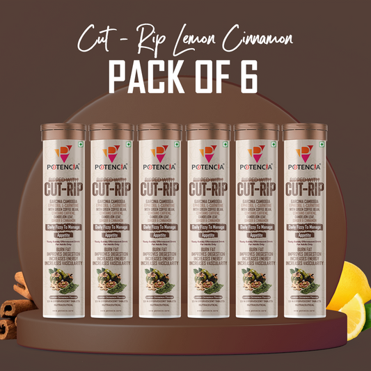 Potencia ( Pack of 6 Tubes ) New Cut-Rip Tablets with Garcinia Cambogia, Ephedra , L-Carnitine, Green Coffee, Ginger & Cinnamon Extract | Fat Loss, Appetite Control & Metabolism Support | With Caffeine & Chromium