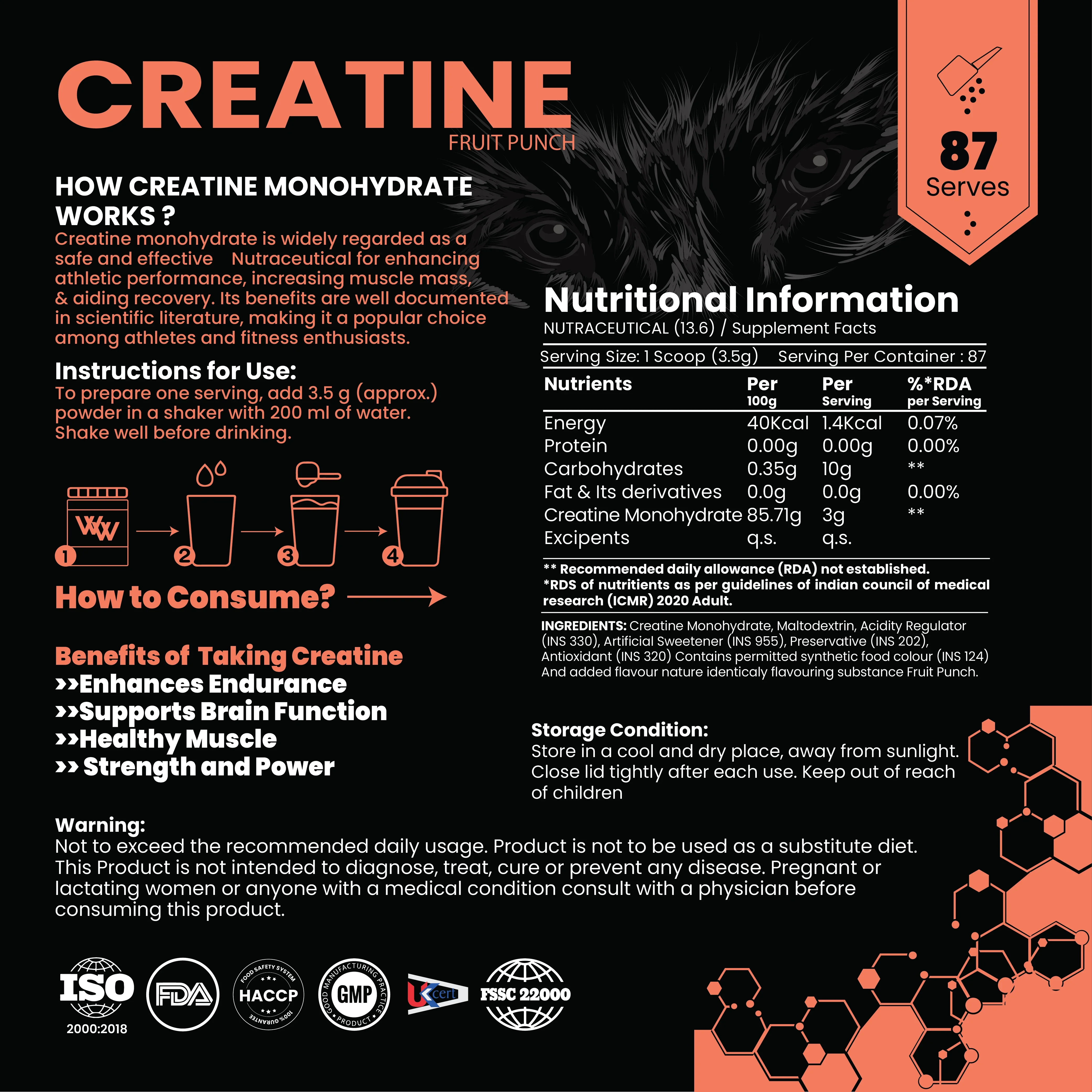 Pure Range Creatine Monohydrate Flavoured