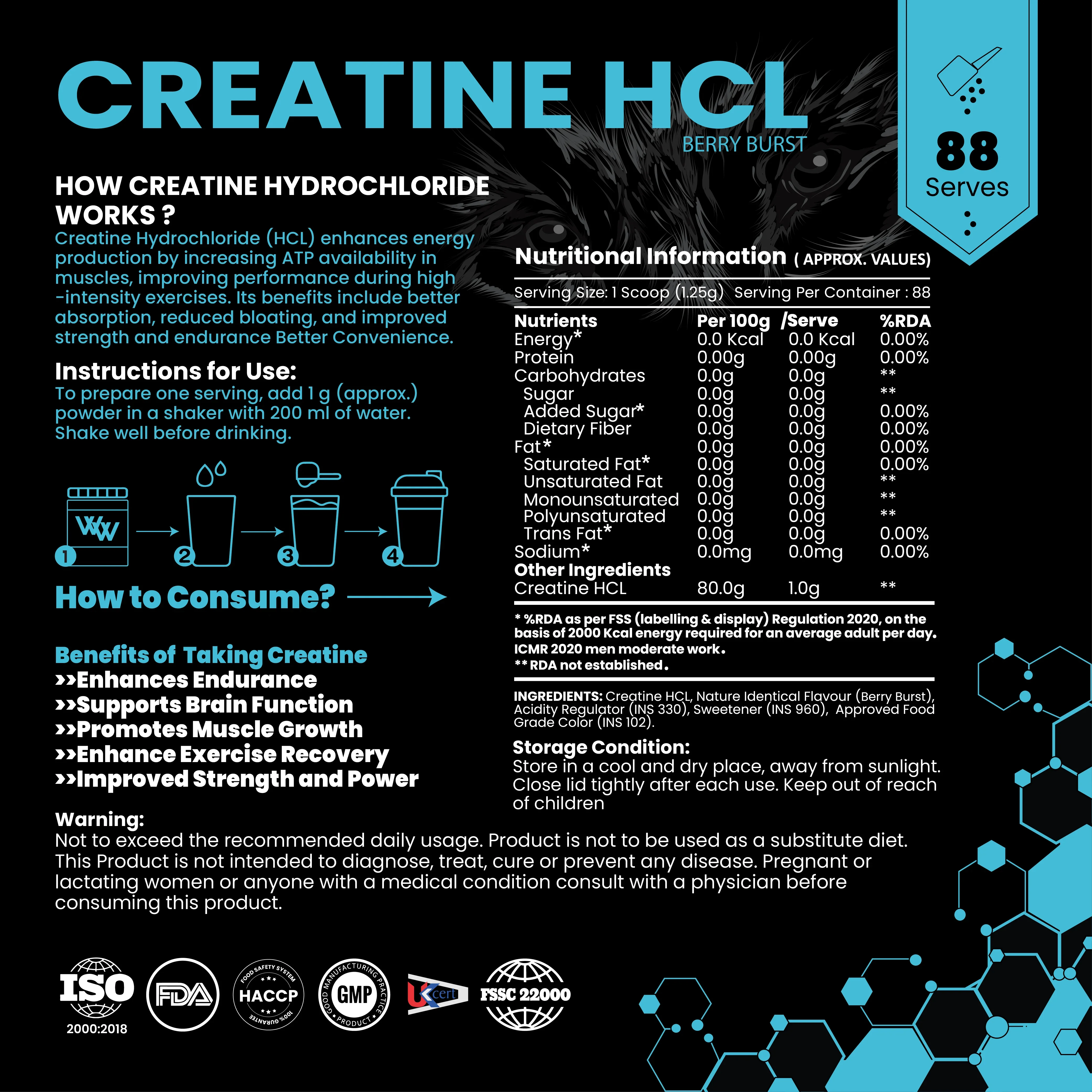 Pure Range Creatine HCL Hydrochloride