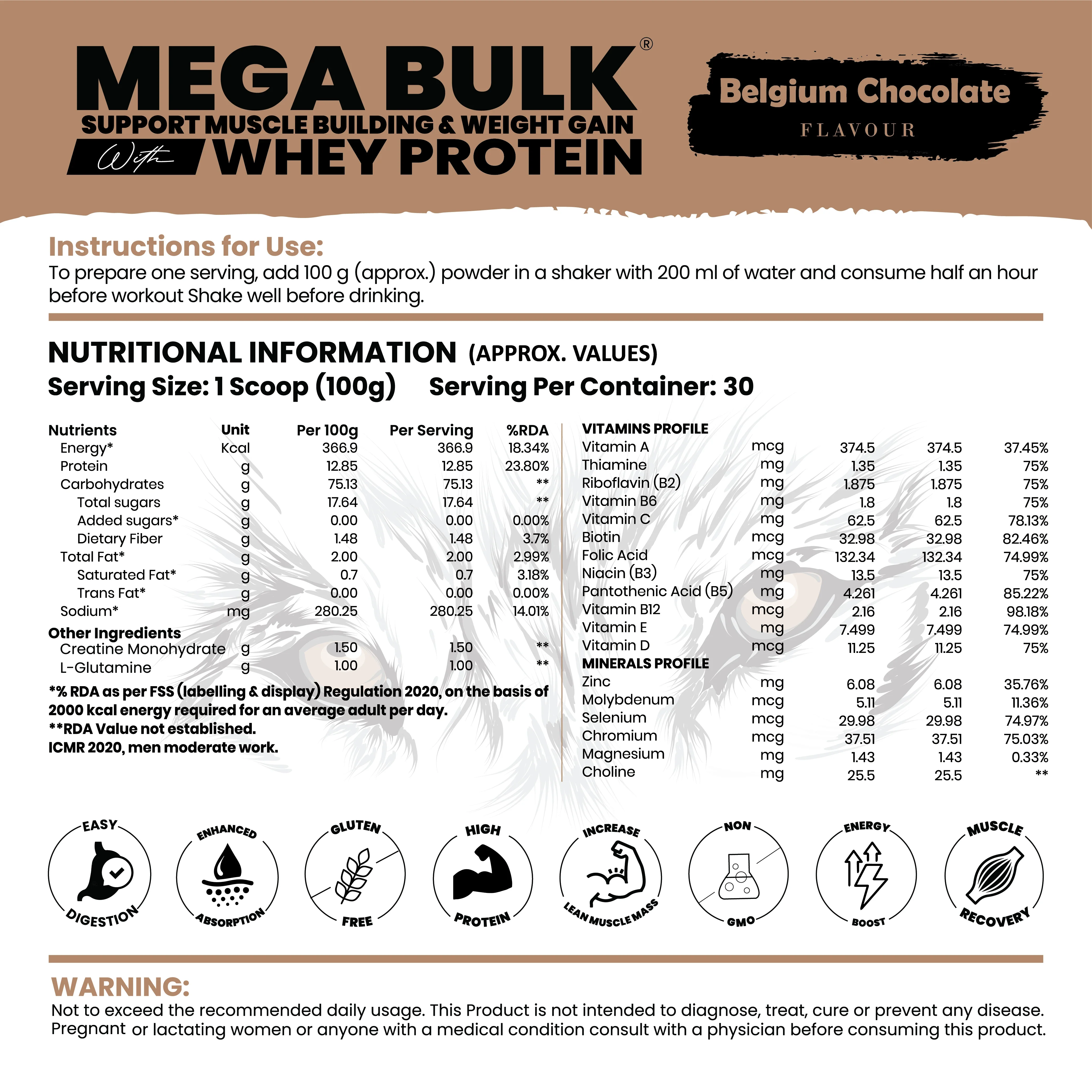 Mega Bulk Mass Gainer With  Whey Protein