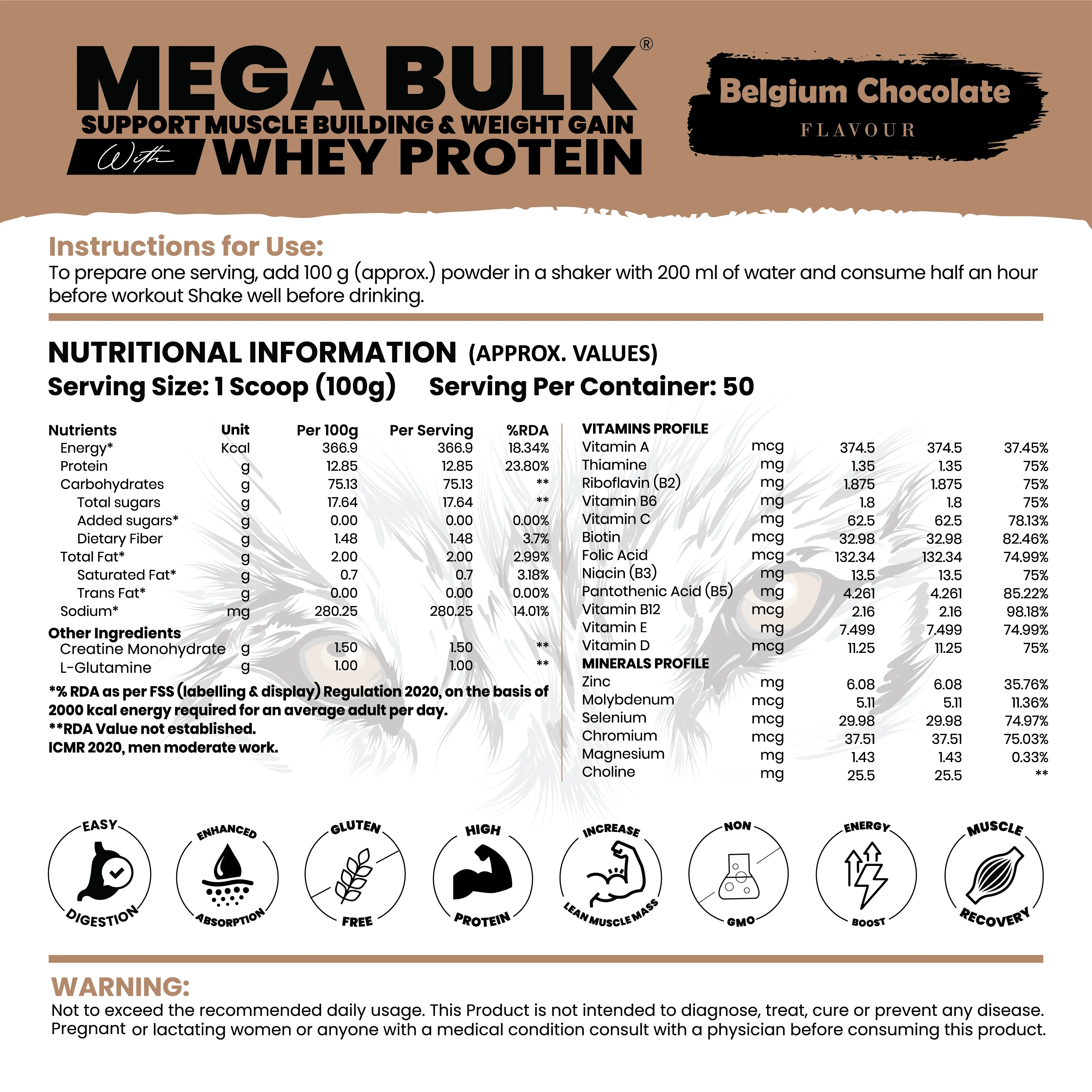 Mega Bulk Mass Gainer With  Whey Protein