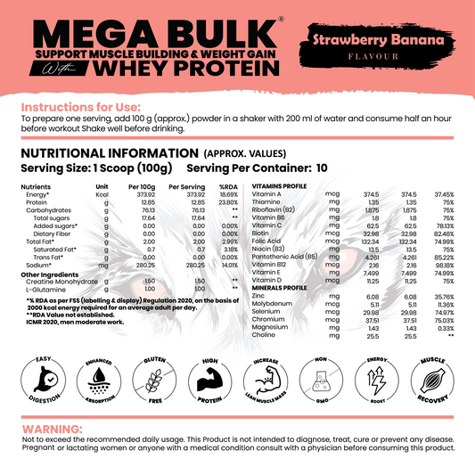Mega Bulk Mass Gainer With  Whey Protein