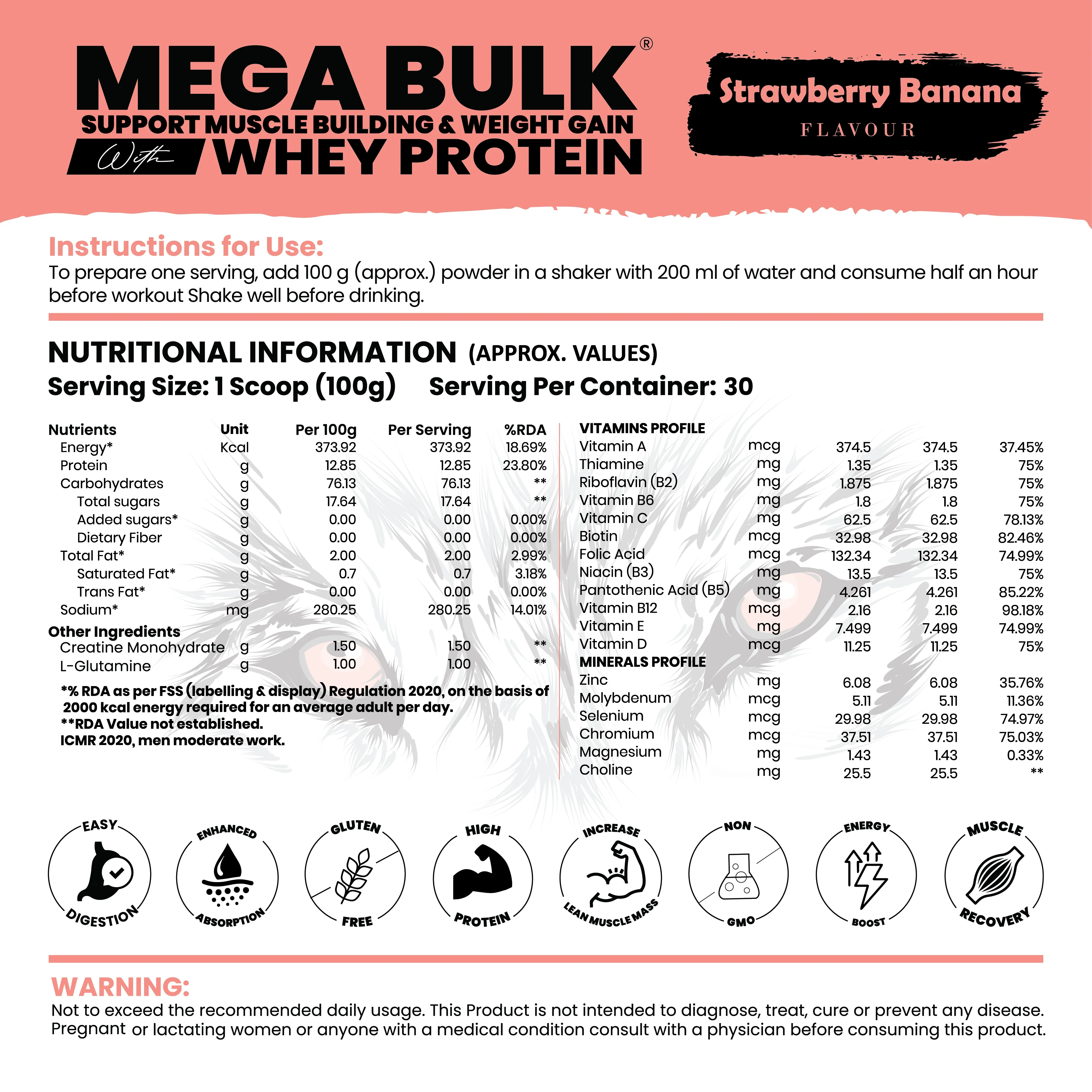 Mega Bulk Mass Gainer With  Whey Protein