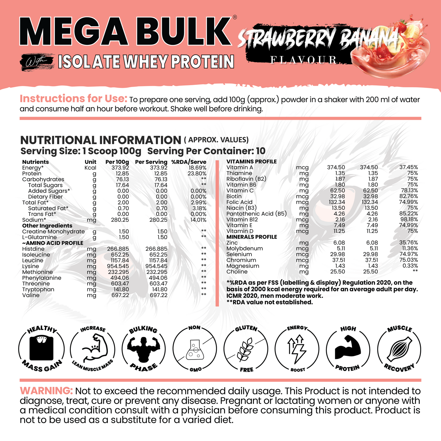 Mega Bulk Mass Gainer With  Whey Protein