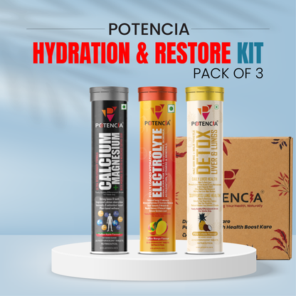 Potencia's Hydration & Restore Kit | India's Advanced Daily Hydration, Electrolyte & Recovery Support Stack