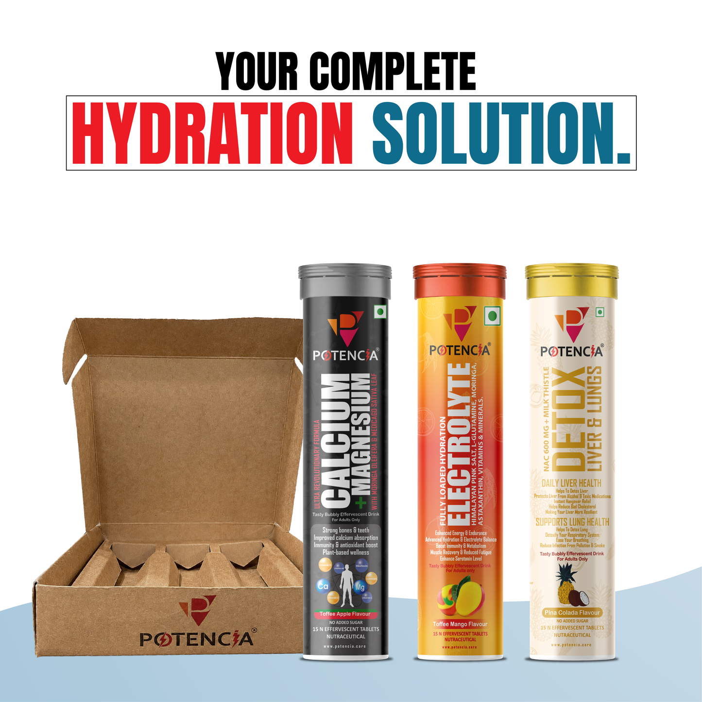 Potencia's Hydration & Restore Kit | India's Advanced Daily Hydration, Electrolyte & Recovery Support Stack