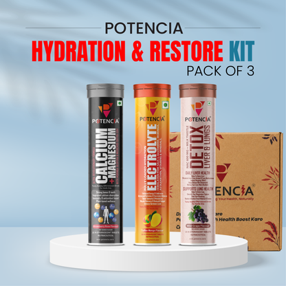 Potencia's Hydration & Restore Kit | India's Advanced Daily Hydration, Electrolyte & Recovery Support Stack