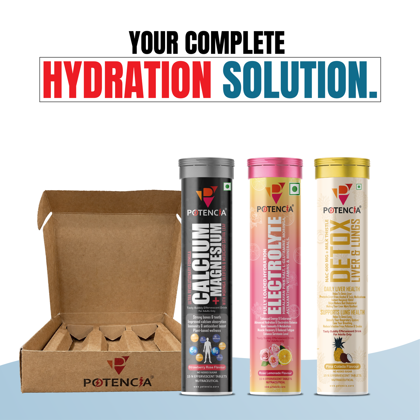 Potencia's Hydration & Restore Kit | India's Advanced Daily Hydration, Electrolyte & Recovery Support Stack