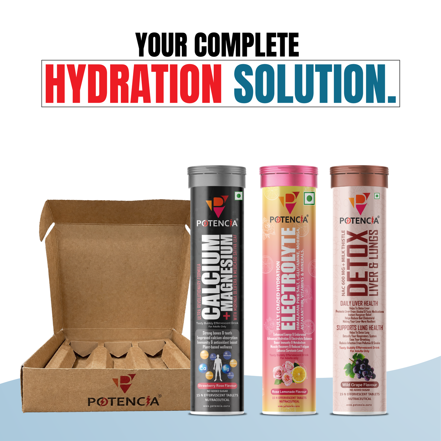 Potencia's Hydration & Restore Kit | India's Advanced Daily Hydration, Electrolyte & Recovery Support Stack