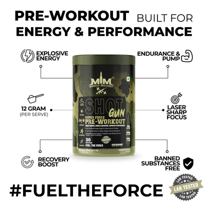 Shot Gun Pre-Workout (Super Force) | 12g/Serve | 30 Servings