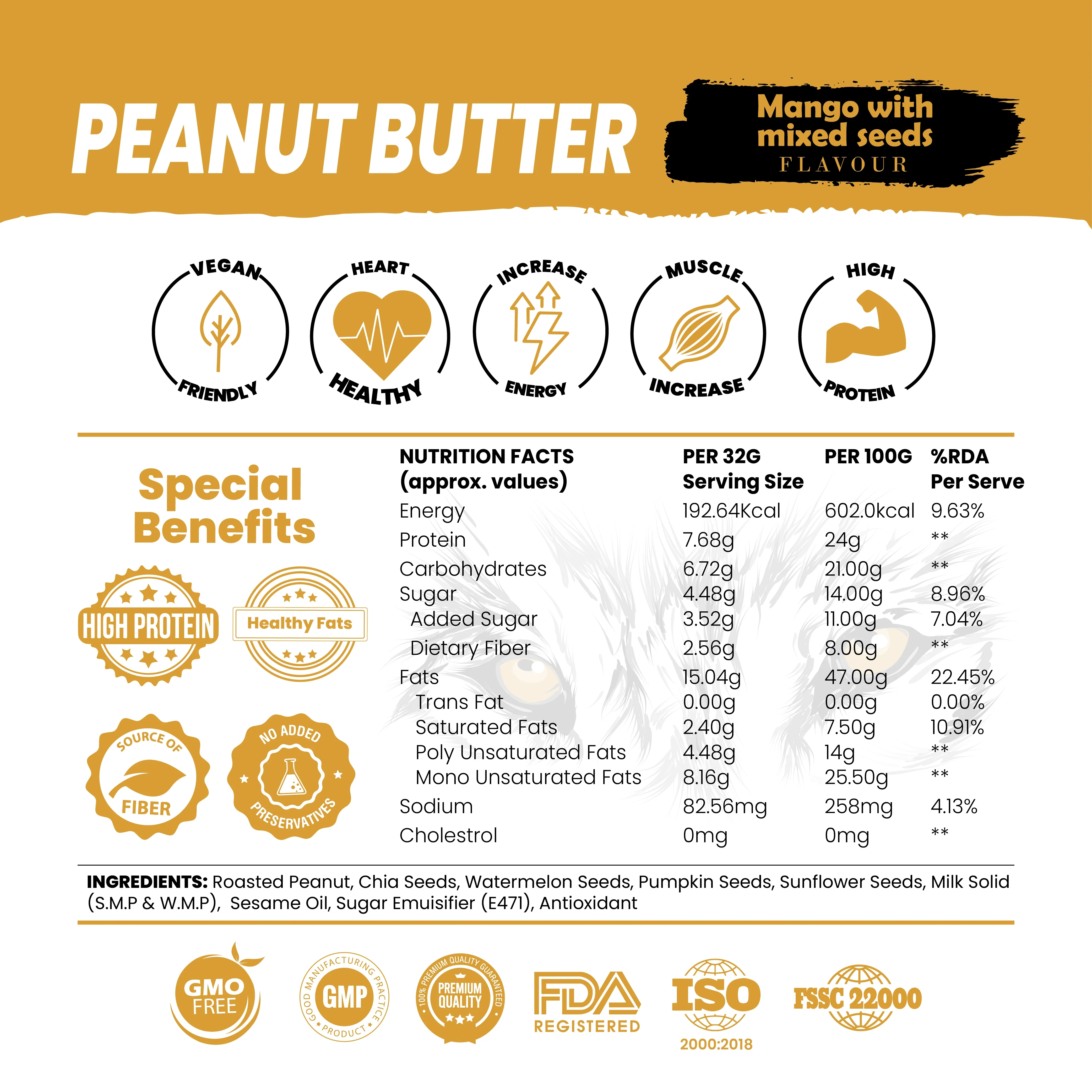 Mango Peanut Butter with Mixed Seeds