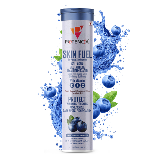 Potencia Care - Skin Fuel Japanese Collagen Peptides, L-Glutathione, Antioxidants | Hyaluronic Acid, | Blueberry & Goji Berry Extract | Aloe Vera | Grape Seed , Vitamin C, D & E