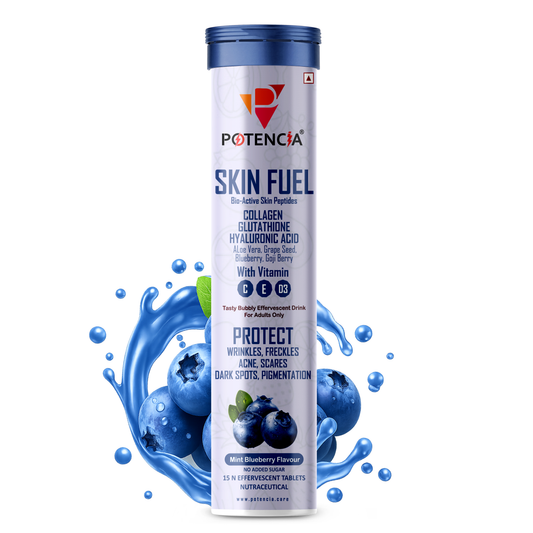 Potencia Care - Skin Fuel Japanese Collagen Peptides, L-Glutathione, Antioxidants | Hyaluronic Acid, | Blueberry & Goji Berry Extract | Aloe Vera | Grape Seed , Vitamin C, D & E