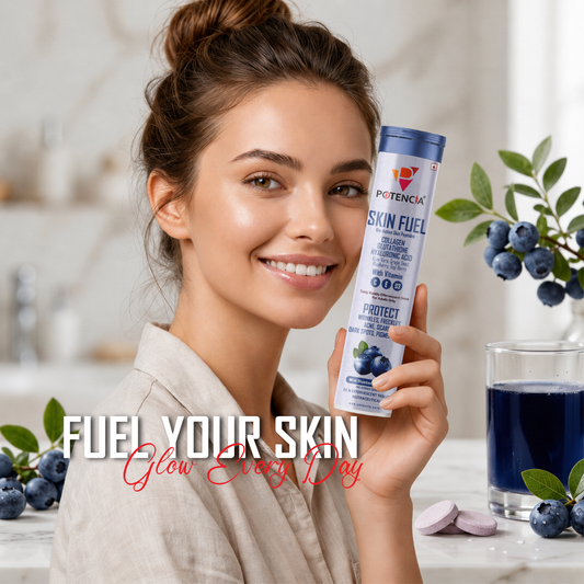 Potencia Care -   ( Pack Of 3 Tubes ) Skin Fuel Japanese Collagen Peptides, L-Glutathione, Antioxidants | Hyaluronic Acid, | Blueberry & Goji Berry Extract | Aloe Vera | Grape Seed , Vitamin C, D & E