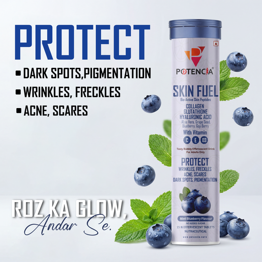 Potencia Care - Skin Fuel Japanese Collagen Peptides, L-Glutathione, Antioxidants | Hyaluronic Acid, | Blueberry & Goji Berry Extract | Aloe Vera | Grape Seed , Vitamin C, D & E