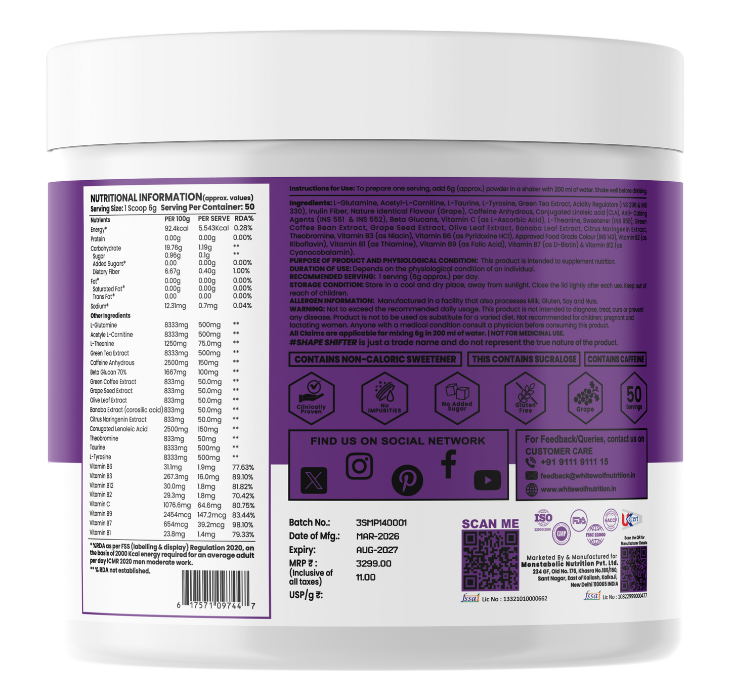 White Wolf Shape Shifter Fat Burner
