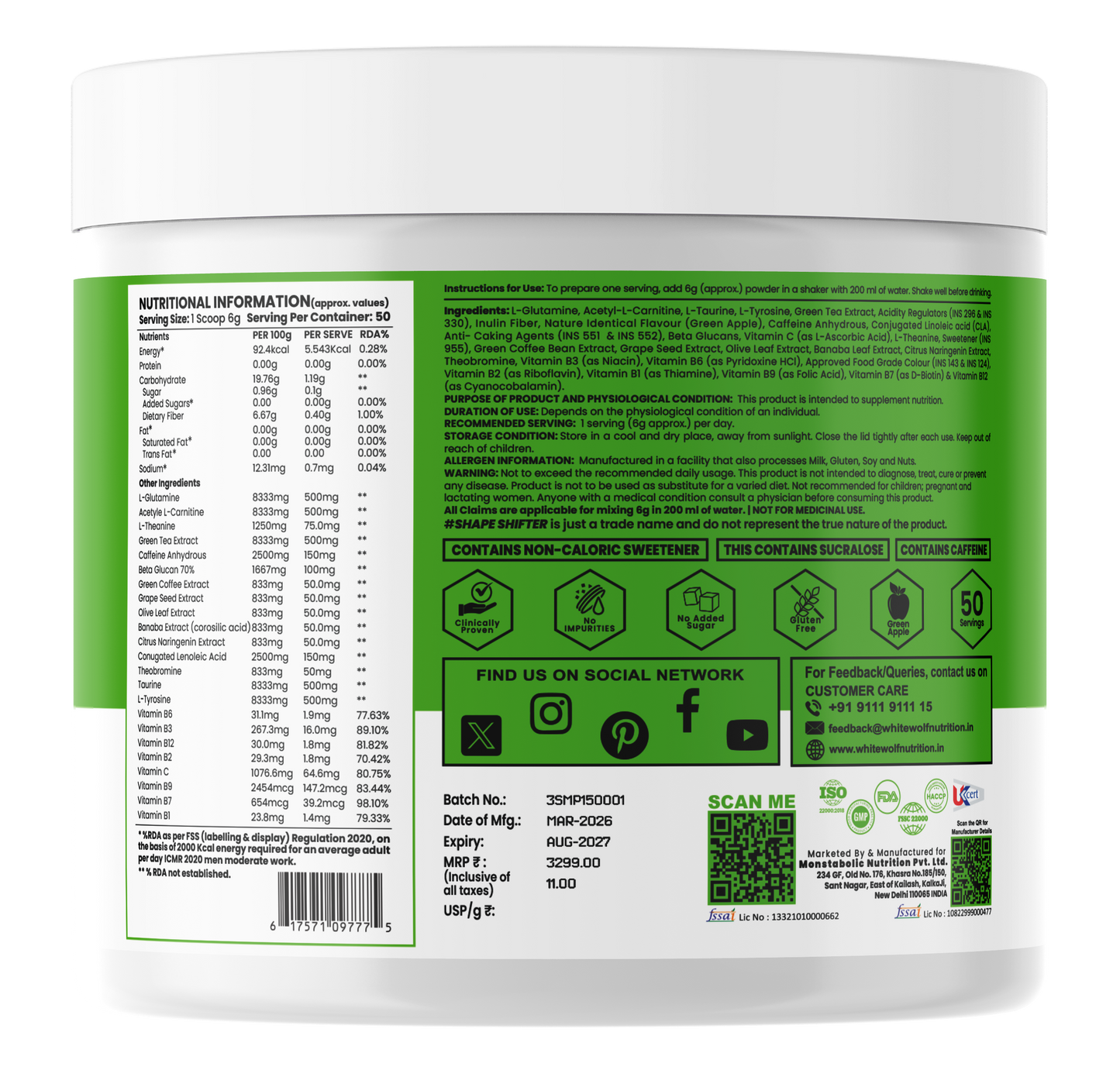 White Wolf Shape Shifter Fat Burner