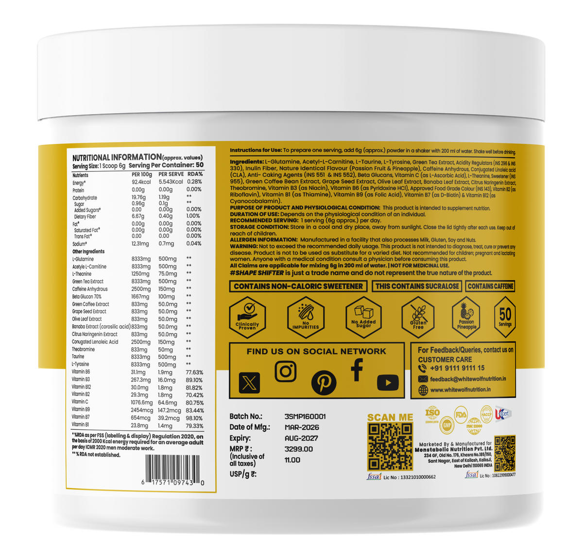 White Wolf Shape Shifter Fat Burner