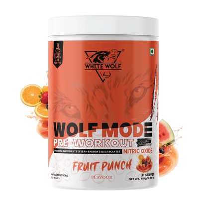 White Wolf - WOLF MODE PreWorkout With Nitric Oxide 15.5G/Serve | Power Mode On | Fuel Your Muscle | Pump Your Muscle 481G Pack