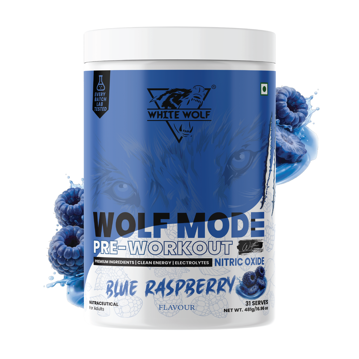 White Wolf - WOLF MODE PreWorkout With Nitric Oxide 15.5G/Serve | Power Mode On | Fuel Your Muscle | Pump Your Muscle 481G Pack
