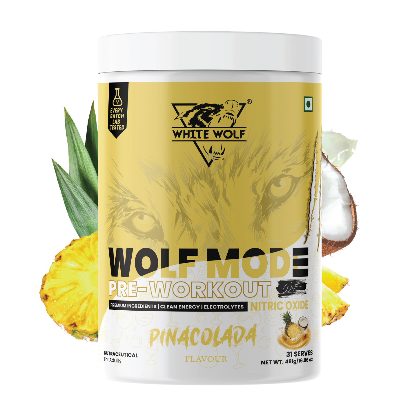 White Wolf - WOLF MODE PreWorkout With Nitric Oxide 15.5G/Serve | Power Mode On | Fuel Your Muscle | Pump Your Muscle 481G Pack