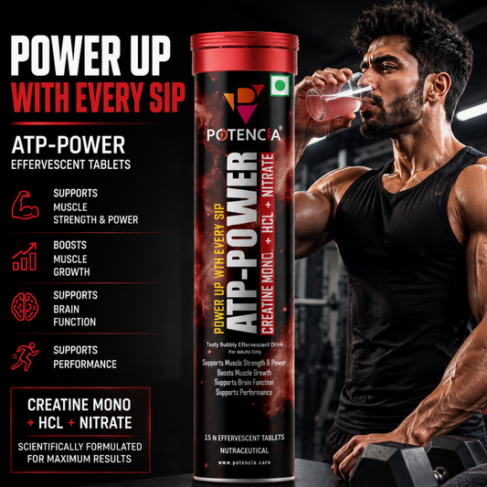 Potencia (Pack of 6) ATP Power Creatine Supplement | Creatine Monohydrate + HCL + Nitrate | Strength & Performance Support | Cherry Candy Flavour | Effervescent Tablets