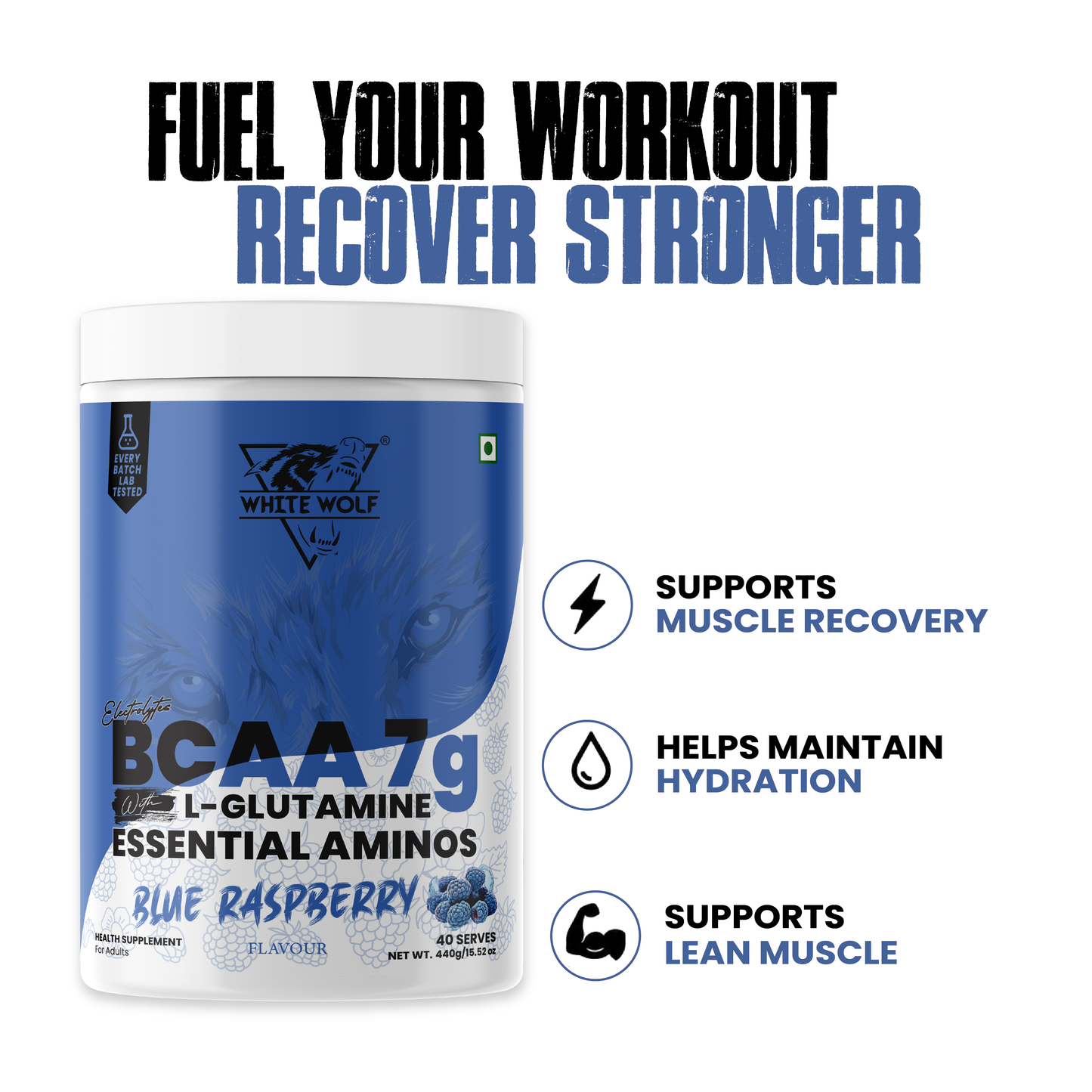 White Wolf BCAA 7 g with L-Glutamine (1 g) & Electrolytes