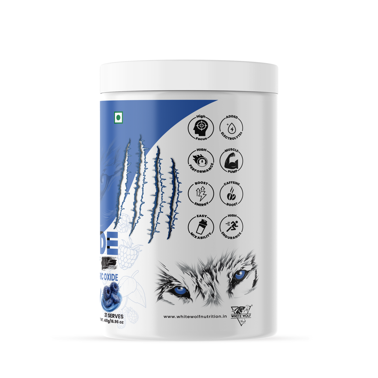 White Wolf - WOLF MODE PreWorkout With Nitric Oxide 15.5G/Serve | Power Mode On | Fuel Your Muscle | Pump Your Muscle 481G Pack