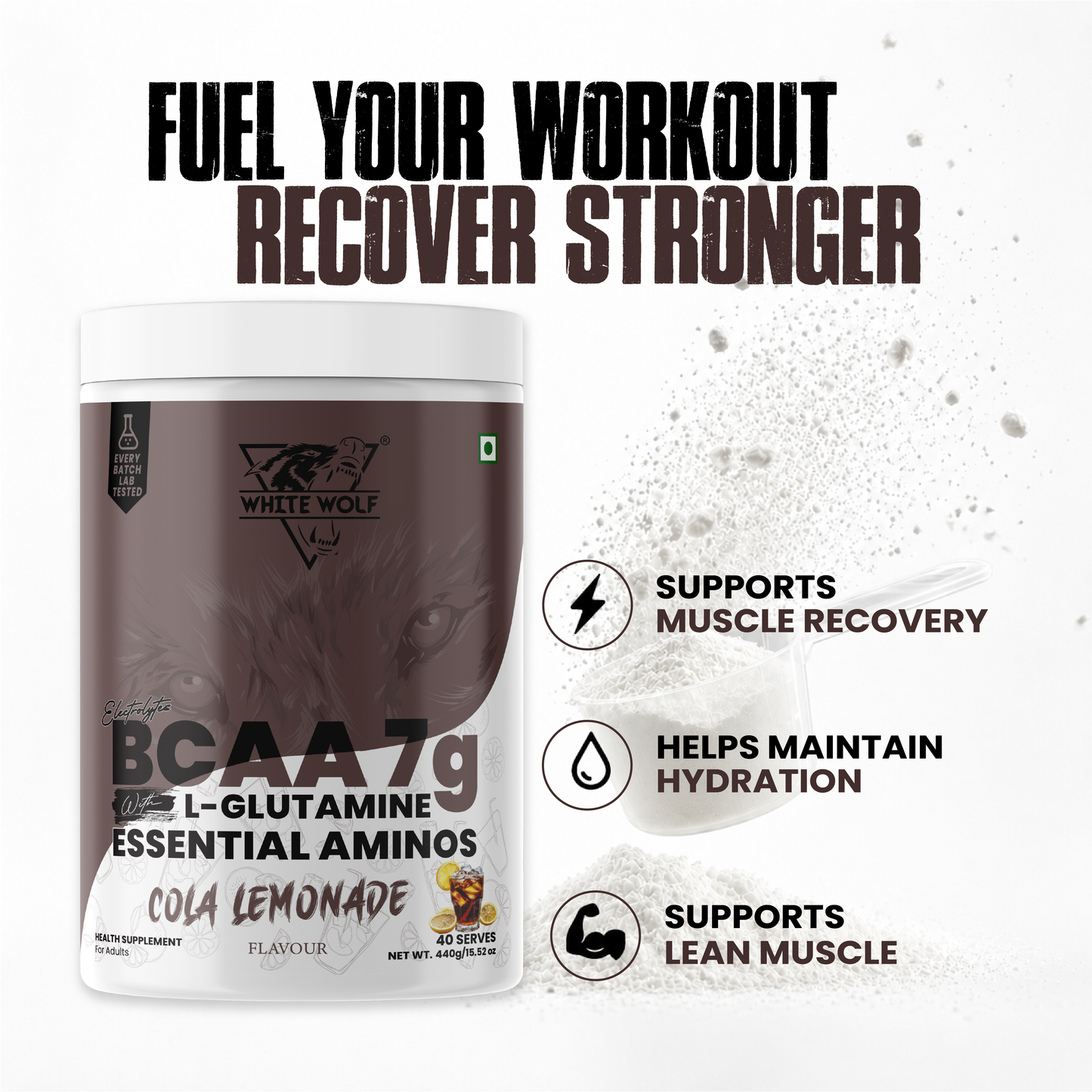White Wolf BCAA 7 g with L-Glutamine (1 g) & Electrolytes