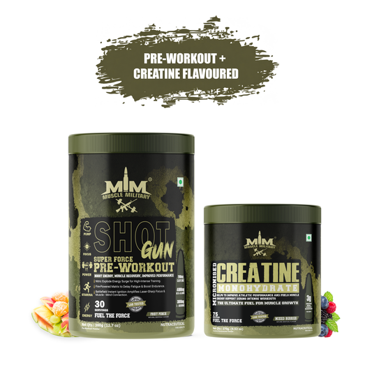 Muscle Military Pre-Workout shot gun + Creatine