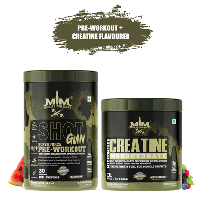 Muscle Military Pre-Workout shot gun + Creatine