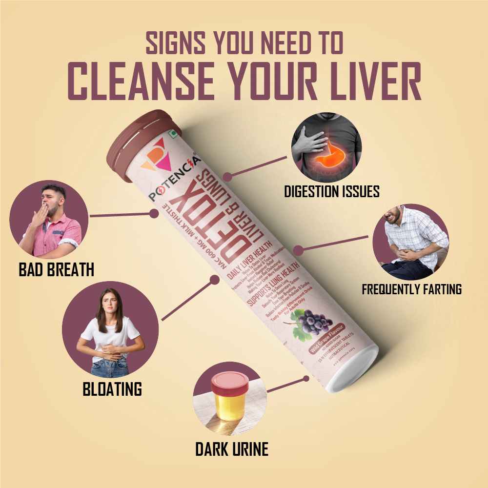 Potencia Liver & Lung Detox Effervescent Tablets | Wild-Grape |10-in-1 Herbal Cleanse with Milk Thistle, NAC, Ginseng, Turmeric & Astaxanthin | Wild - Grape Supports Liver Health, Lung Detox & Immunity | 15 Tabs/Bottle